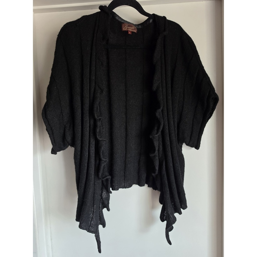 Berretti Cardigan Women L Black Short Sleeve Solid Made in Italy Sweater